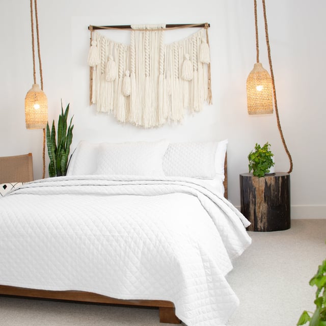 Diamond Quilted Coverlet | White