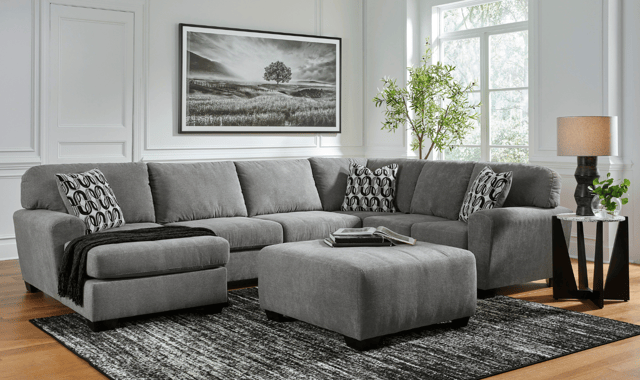 Modern Heritage Birkdale Court U-Shape 3-Piece Gray Fabric Sectional with Chaise