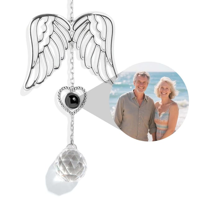 Personalized Guardian Angel Photo Sun Catcher Projection Car Ornaments Memorial Gift