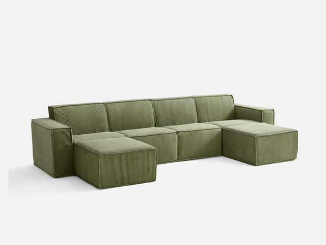 Pop-Seat 4 Seats with 2 Ottomans, Compressed Self-Inflating Foam Sofa