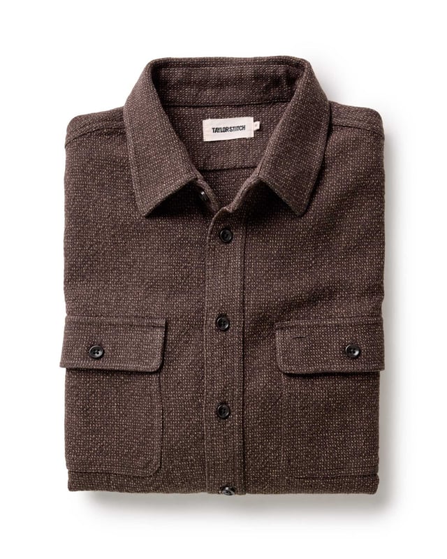 The Ledge Shirt in Black Coffee Linen Tweed