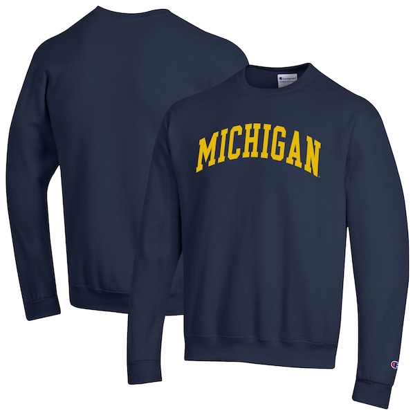  Michigan Wolverines Champion Basic Arch Fleece Pullover Sweatshirt - Navy
