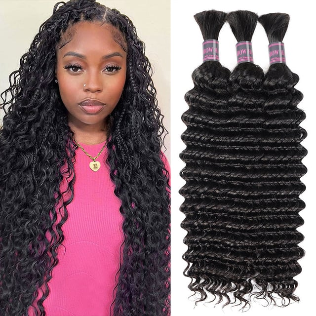 Ishow Deep Wave Bulk Human Hair For Braiding Natural Black Hair Extensions