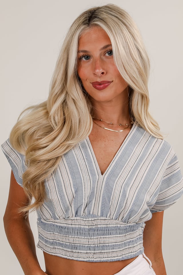 FINAL SALE - Feels Like Love Blue Striped Blouse