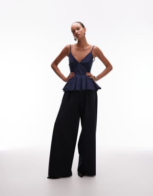 ASOS DESIGN oversized balloon barrel leg pants in navy