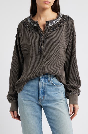 Holly Embroidered Henley