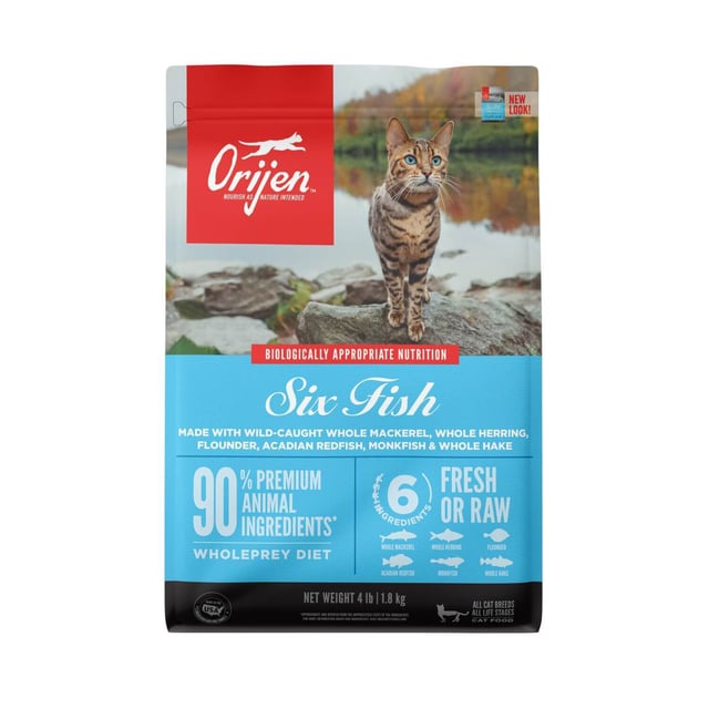 Orijen Fresh & Raw Animal Ingredients High Protein Grain Free Six Fish Dry Cat Food