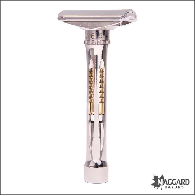 Blackland Razors Osprey Titanium Closed Comb DE Safety Razor with 85mm Handle, Polished Finish