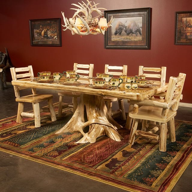 Cedar Lake Solid Wood Stump Base Dining Table