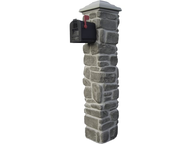 Tumbled Stone Mailbox Kit - Gray
