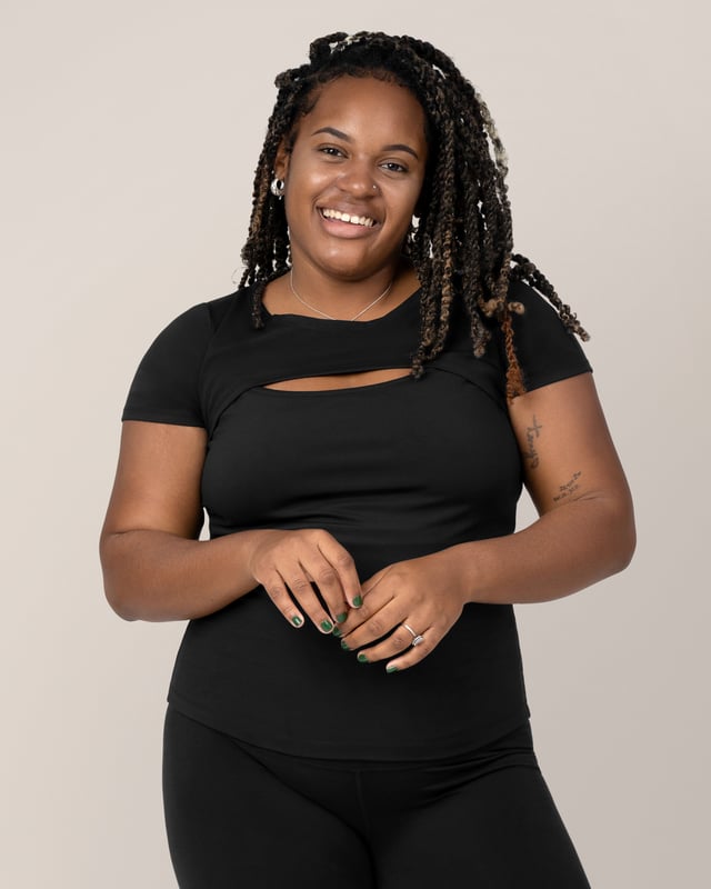 Luna Active Cut Out Nursing Top | Black