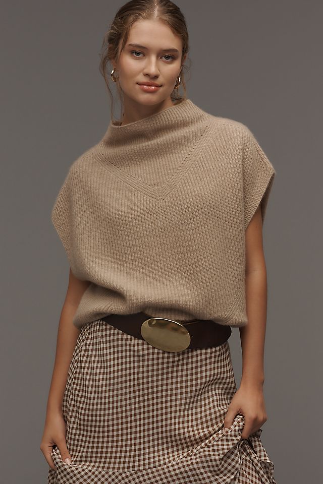 The Enza Oversized Ribbed Cashmere Sweater Vest