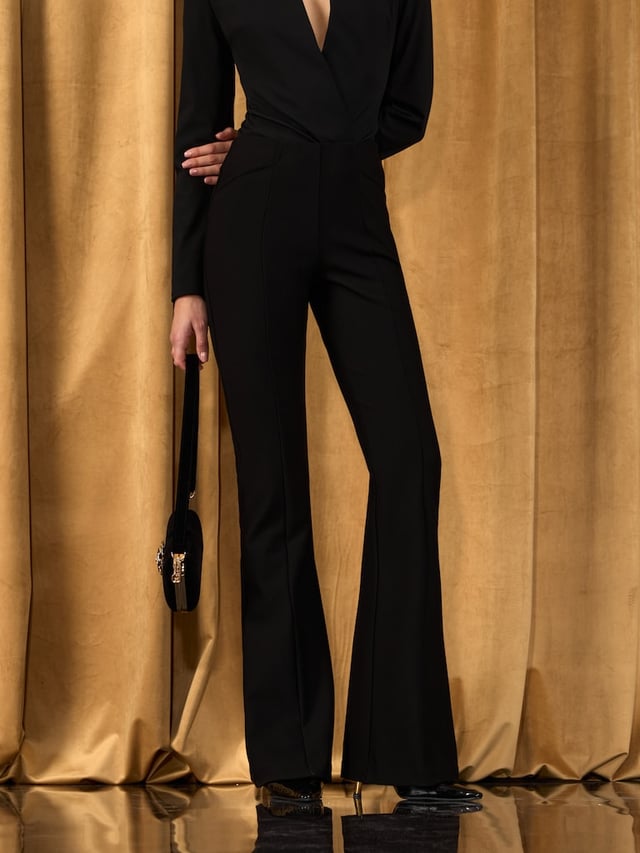 Flared trousers in suiting fabric