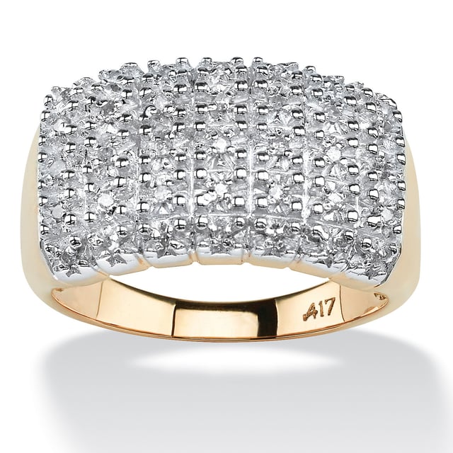 1/5 TCW Pave Diamond Cluster Ring in Solid 10k Yellow Gold 