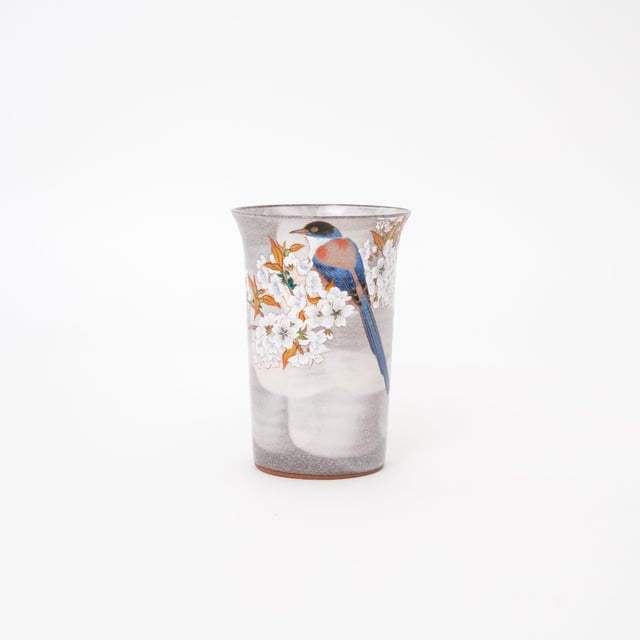 Kutani Ware Handmade Yoshidaya Sakura and Bird Cup