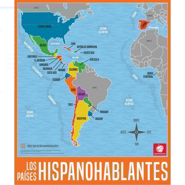 Map of Spanish-Speaking Countries - Spanish - Poster