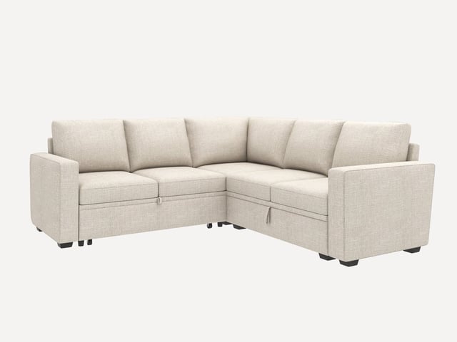 HONBAY 5-Piece Polyester Modular Sleeper Sectional With Storage Space