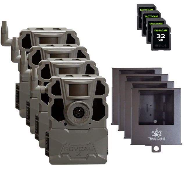 Buy 4 & Save! TACTACAM REVEAL X GEN 2.0 with Steel Security Cases and SD Cards