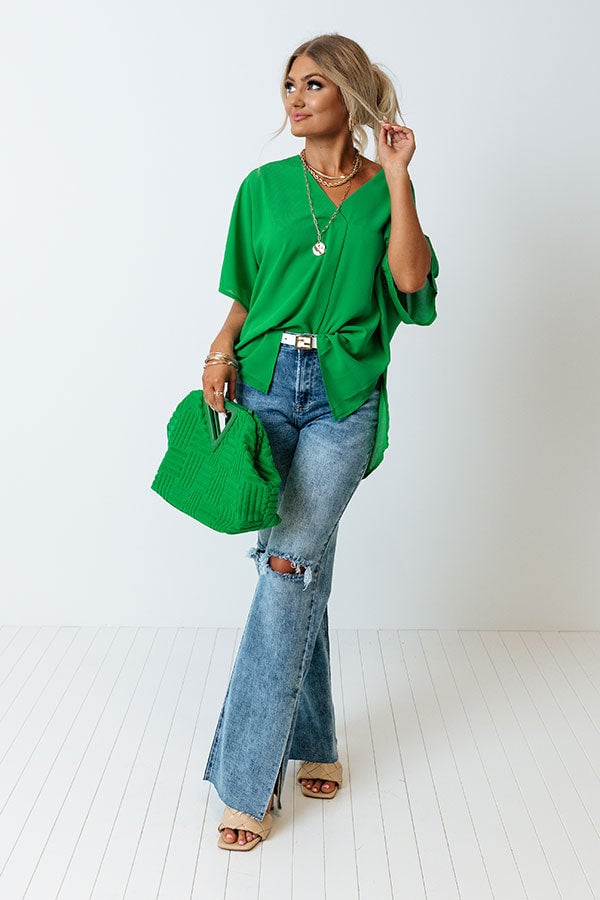 Trendy City Shift Top In Kelly Green