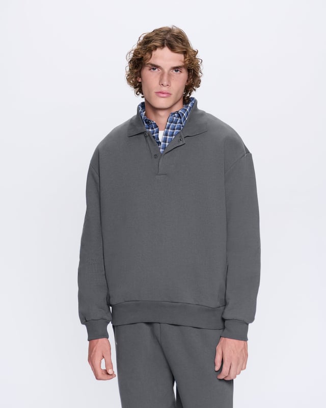 Mens DNA Heavyweight Polo Sweatshirt—navy
