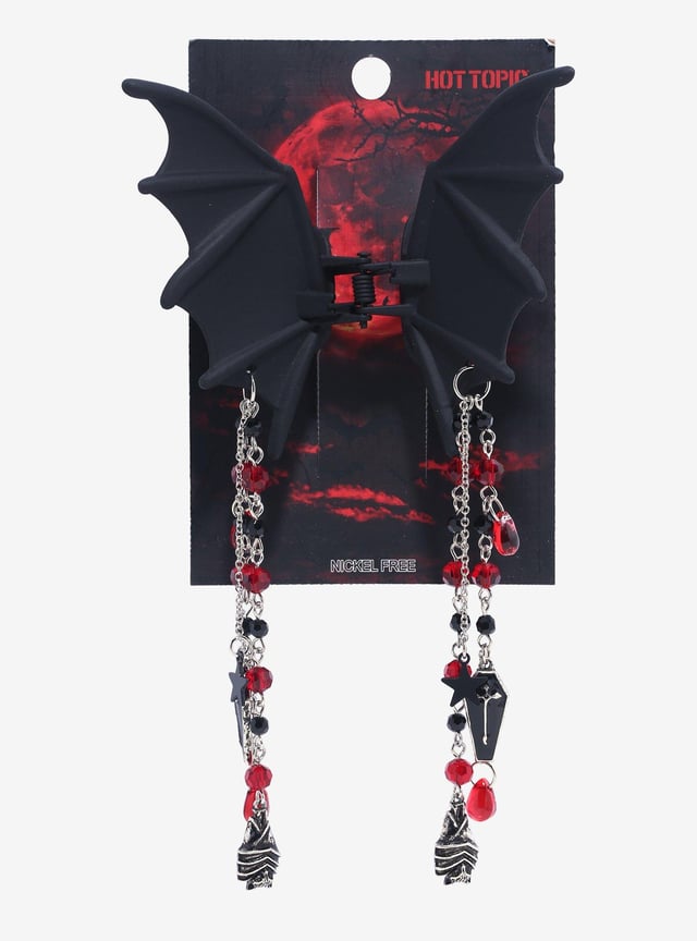 Bat Wing Chain Charm Claw Hair Clip
