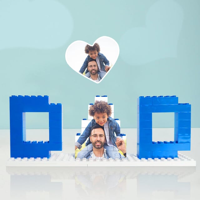 Fathers Day Gift Personalized Photo Building Brick Puzzle Block Frame Gift for Dad