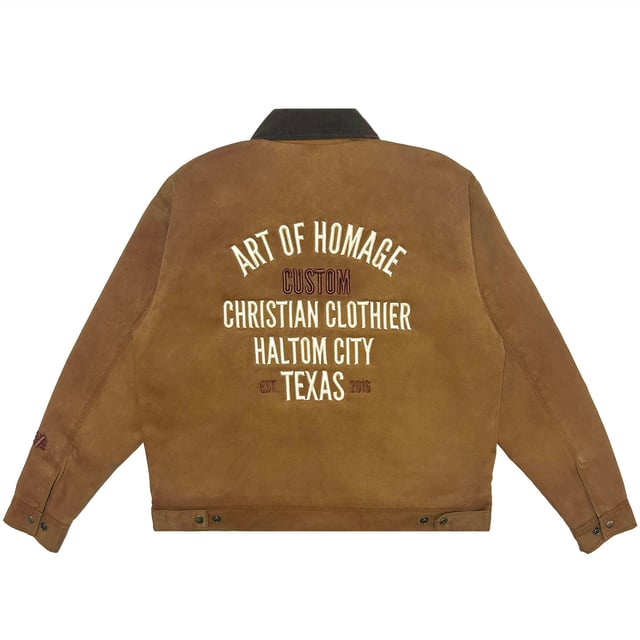 Christian Clothier Washed Utility Jacket-Brown + FREE Cardholder