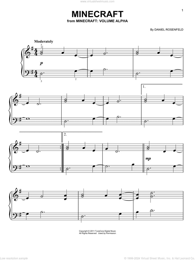 Minecraft (from Minecraft), (easy) sheet music for piano solo