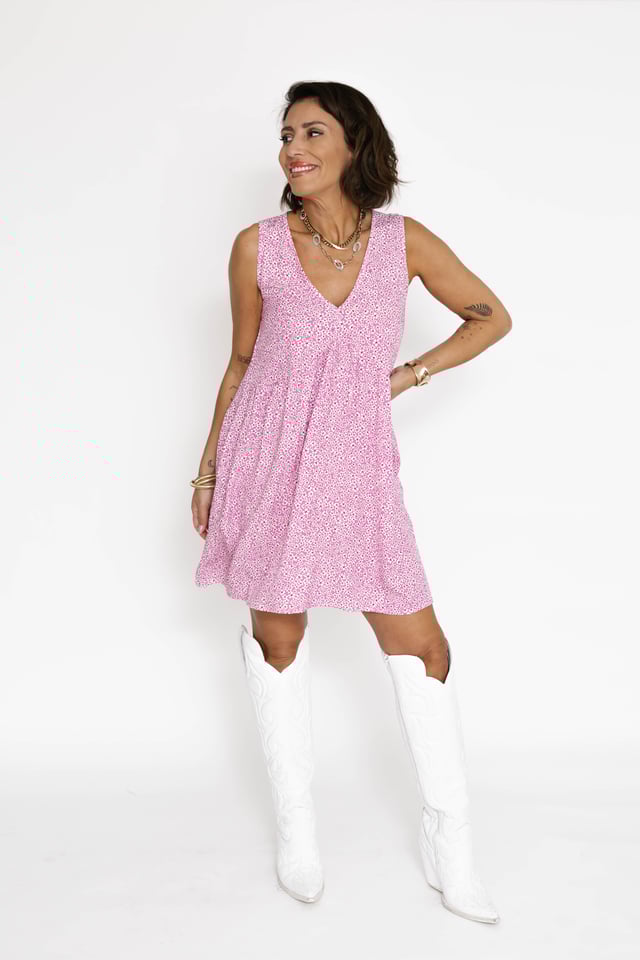 Jay Mini Dress in Pink Daisy