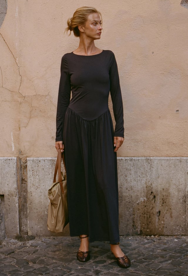 Lisio Black Jersey Dress