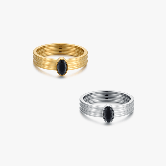 Oval Black Gem Ring