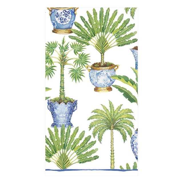 Potted Palms Paper Guest Towel Napkins in White - 15 Per Package