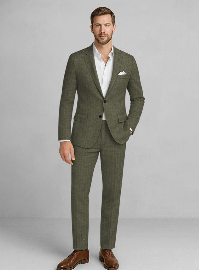 Italian Linen Olivano Herringbone Suit