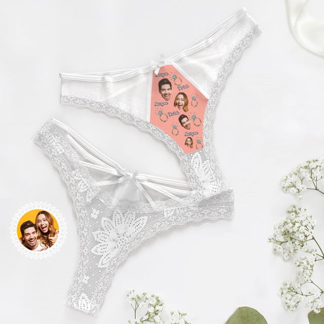 Custom Face Underwear Personalized Couple Face Lace Thong Wedding Gift Wedding Gift