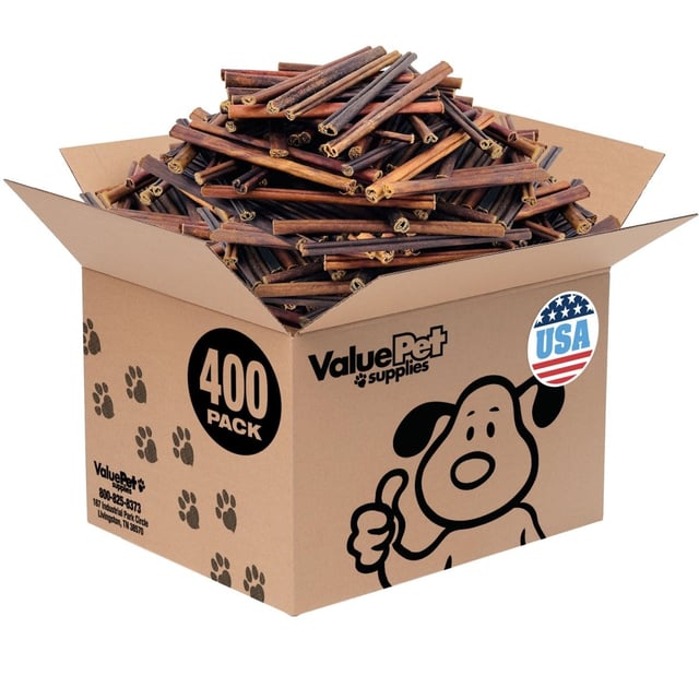 ValueBull USA Collagen Sticks for Small Dogs, 6 Inch Extra Thin Chews, Natural Dog Treats, 400 Count Bulk Pack