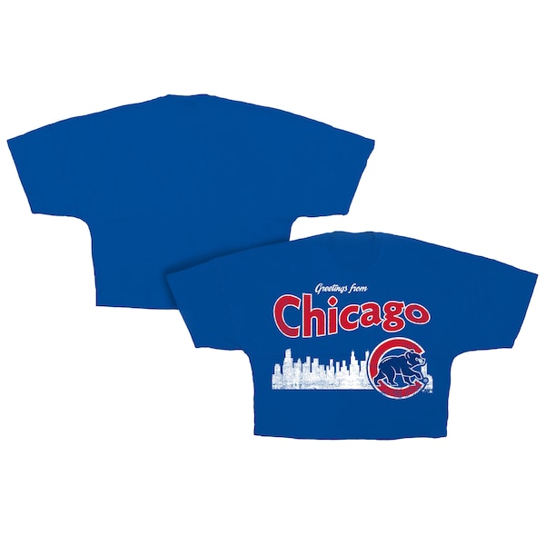Women's Chicago Cubs  Fanatics Royal Skyline Cropped T-Shirt