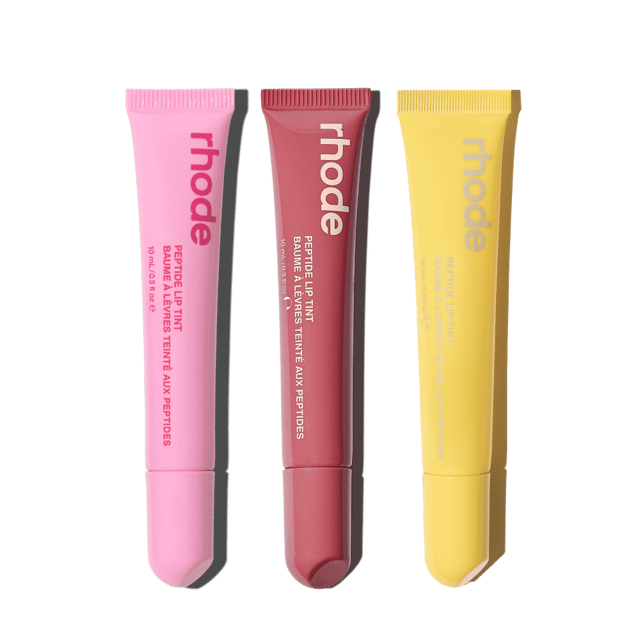 the peptide lip trio strawberry glaze, jelly bean, salty tan