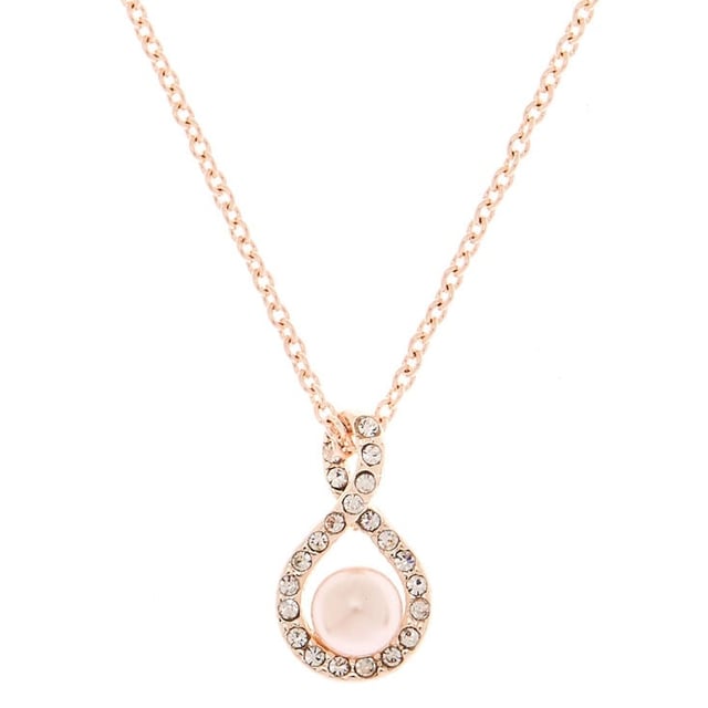 rose gold pearl pear pendant necklace