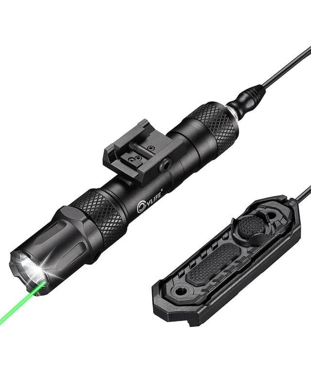 CVLIFE Tactical Flashlight 1900 Lumens Green Laser Light Combo