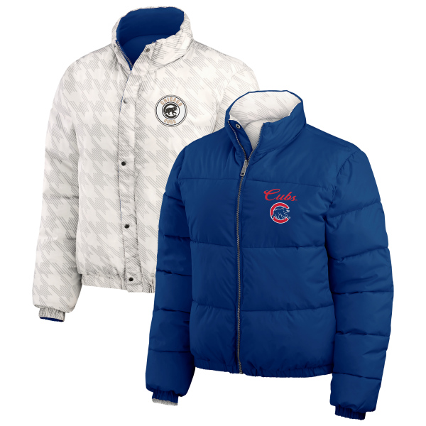 Chicago Cubs Walking Bear Women's Reversible Puffer Jacket by WEAR by Erin Andrews