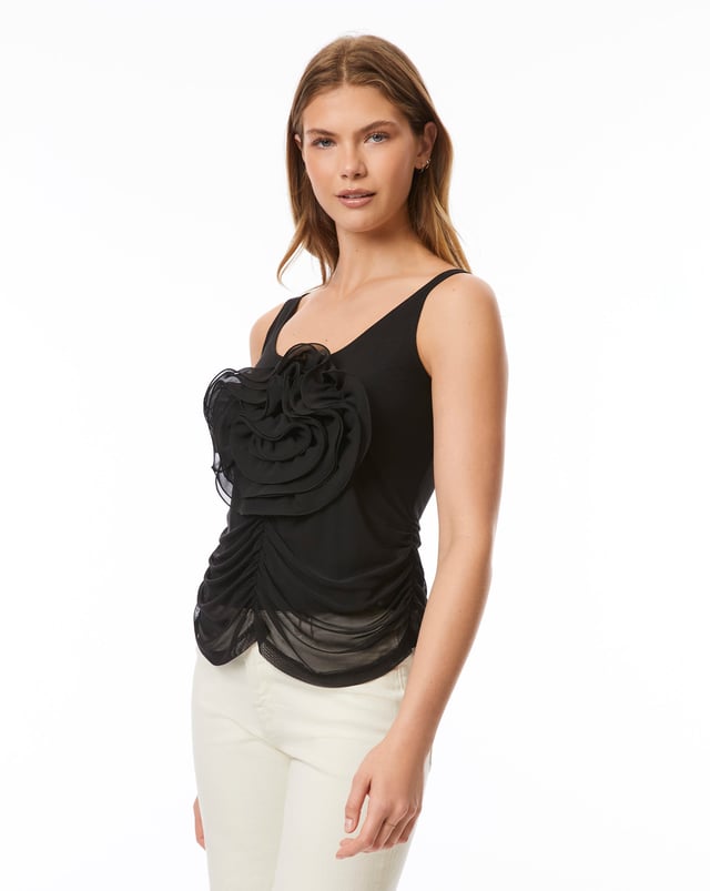 FINAL SALE - Chiffon Rose Sleeveless Tank Top