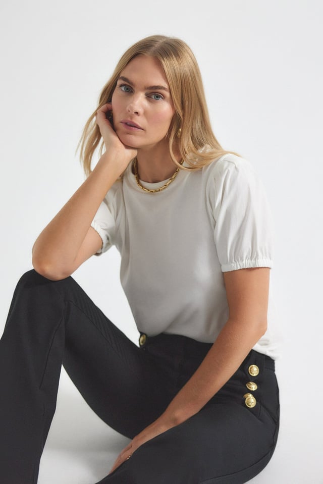 Eva Puff Sleeve T-Shirt - Optic White