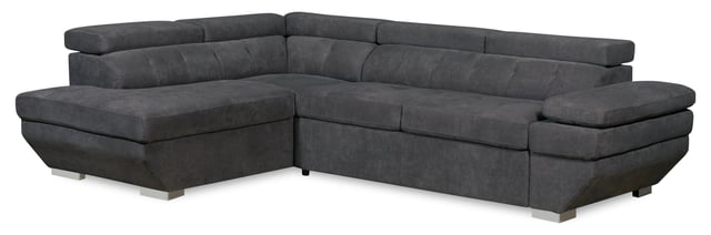 Element Left-Facing Linen-Look Sectional – Grey | Sofa sectionnel de gauche Element avec tissu d’apparence lin - gris