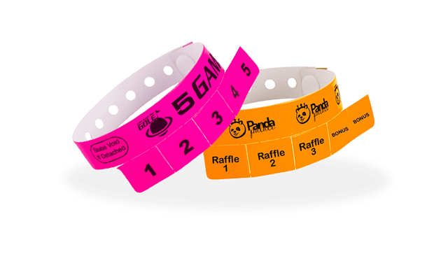 Custom Vinyl 5 Tab Wristbands - 5 Cash TagsTearable Voucher For Events