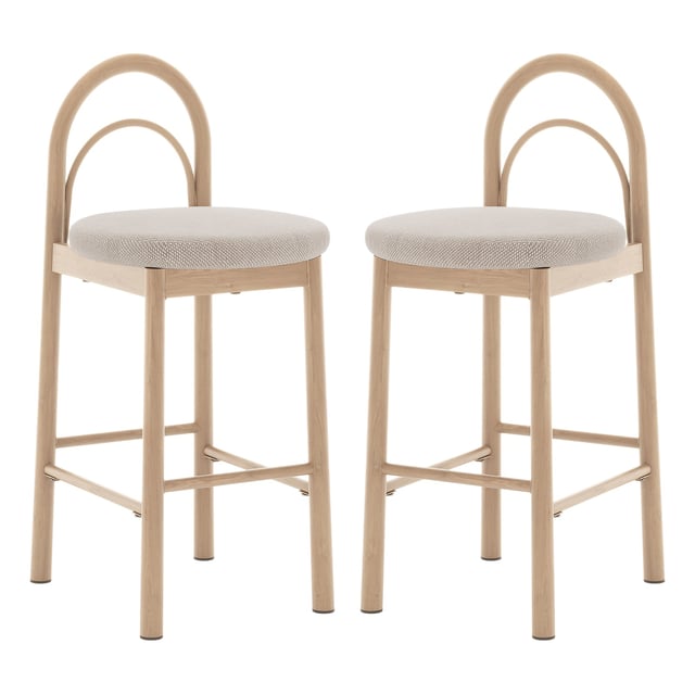 Gilles Linen Arched Bar Stool (Set of 2) - Beige