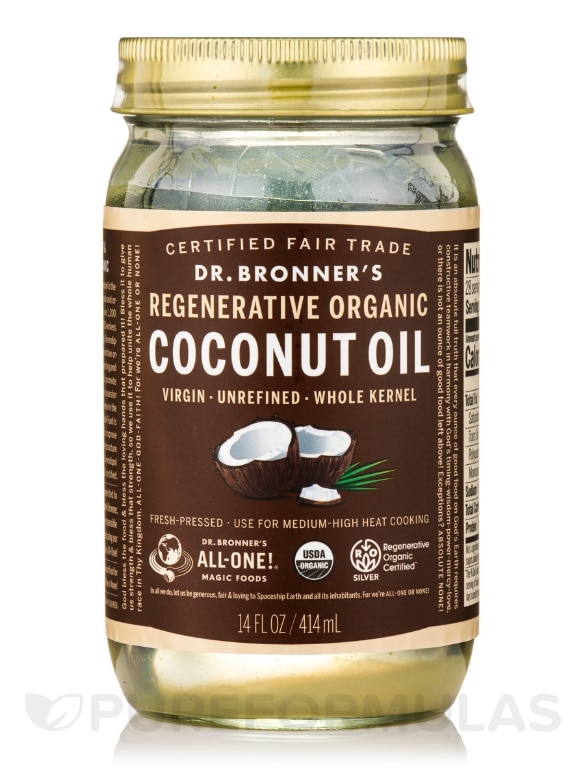Regenerative Organic Virgin Coconut Oil (Whole Kernel, Fresh-Pressed, Unrefined) - 14 fl. oz (414 ml)