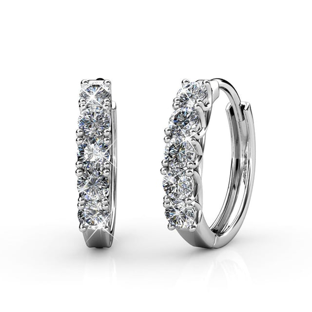 Bethany 18k White Gold Plated 15mm Hoop Crystal Earrings with Swarovski Crystals
