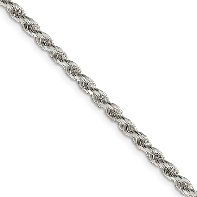3mm Sterling Silver, Diamond Cut Solid Rope Chain Necklace