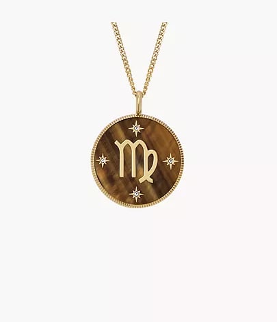 Written in the Stars Gold-Tone Stainless Steel Tiger's Eye Virgo Pendant Necklace
