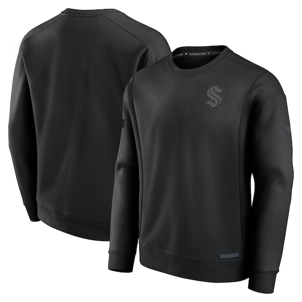 Men's Seattle Kraken  Fanatics Black Authentic Pro Road Pullover Sweatshirt